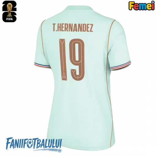 Franța Theo Hernandez #19 Echipament de Fotbal Replică Mondial 2026 Femei Deplasare Franța Theo Hernandez #19 Echipament de Fotbal Replică Mondial 2026 Femei Deplasare